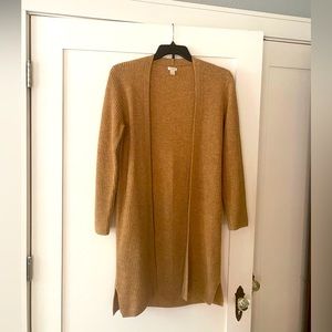 J. Crew Cardigan Sweater Small Women’s Wool Blend Open Front Duster Camel